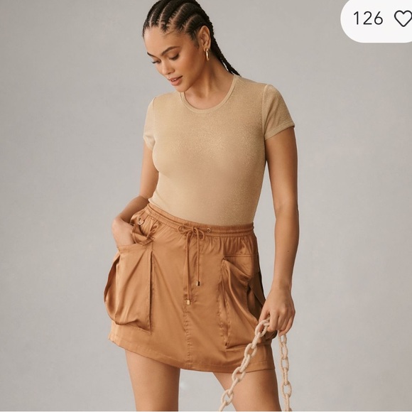 Anthropologie Tops - Anthropologie Second Skin gold mesh bodysuit